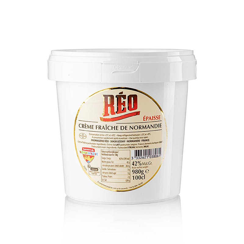 Crème fraîche, « Crème Épaisse » de Normandie, RÉO, 42 % Lipides, 980 g