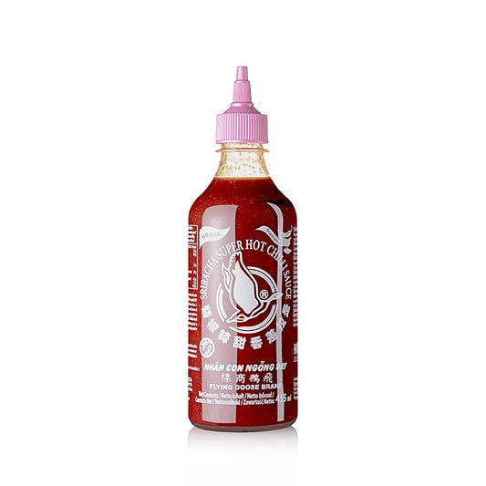 Sauce chili - Sriracha sans glutamate monosodique, très piquante, Bouteille souple, Flying Goose, 455 ml