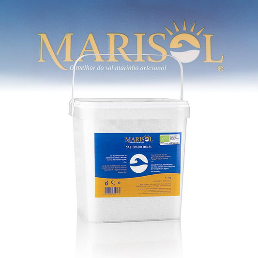 Marisol® Sal Tradicional Sel de mer, fin, blanc, humide, CERTIPLANET, BIO, 5 kg