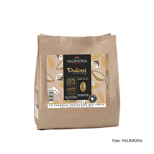 Valrhona Dulcey, cioccolato biondo 35%, callets (31834), 1 kg