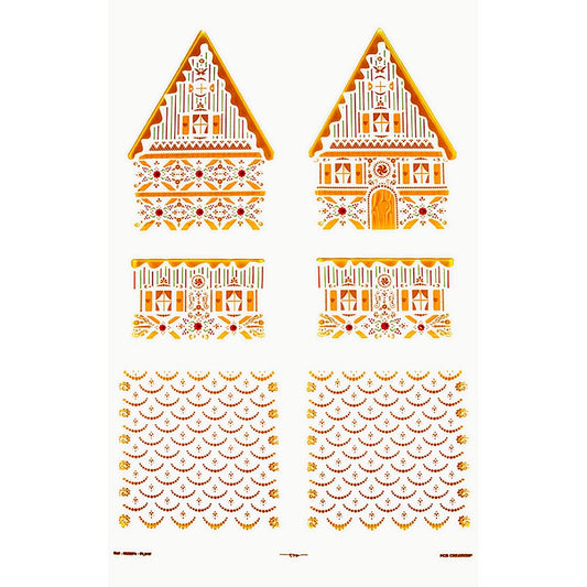 Foglio staccabile "Casa di pan di zenzero" per cioccolato, pezzi singoli, 11x11,5x15,5 cm, PCB, 4 pezzi.