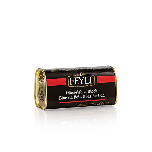 Gänsestopfleberblock, Foie Gras, Trapezdose, Feyel, 200 g