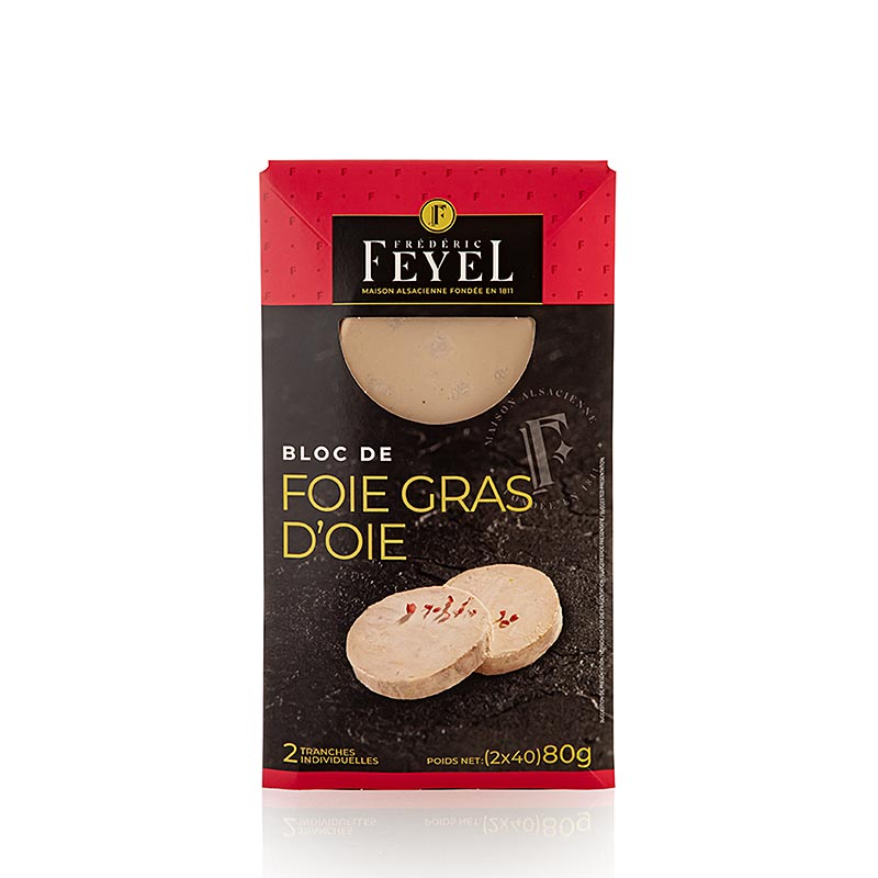 Blocco Foie Gras d'oca, 2 confezioni da 40 g a fette, Feyel, 80 g, 2 pezzi