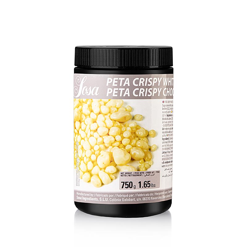 Sosa Peta Crispy, enrobé de chocolat blanc, pétard effervescent, 750 g
