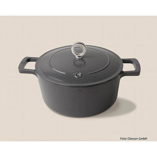 Olavson Gusseisen Bräter Grau, m. Deckel, emailliert, 24cm, f. alle Herdarten, 1 St