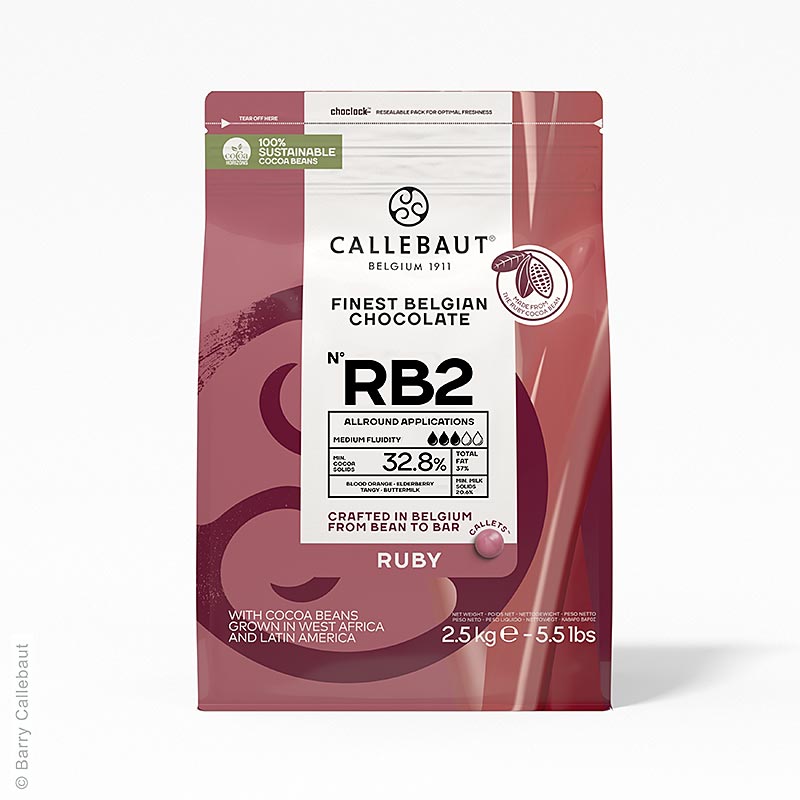 Ruby RB2 - Chocolat rose (32,8%), Callets Couverture, Callebaut, 2,5 kg