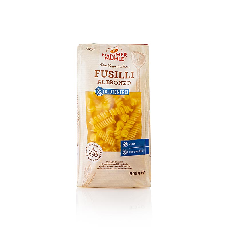 Pâtes, fusilli au maïs et au riz, Sans gluten, Hammermühle, 500 g