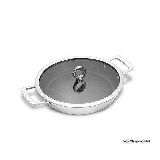 Olavson Kupferkern Pfanne Serviere m. Deckel, beschichtet, 26cm, f. a. Herdarten