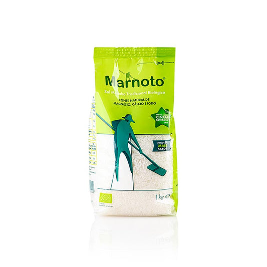 Sel marin traditionnel, grain moyen, blanc, humide, Marnoto, BIO, 1 kg