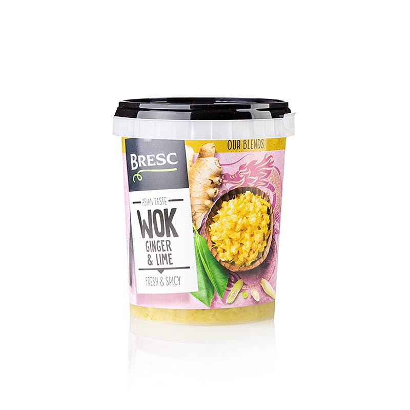 WOK - Gingembre & Citron vert, purée de gingembre aux feuilles de citron vert, Bresc, 450 g