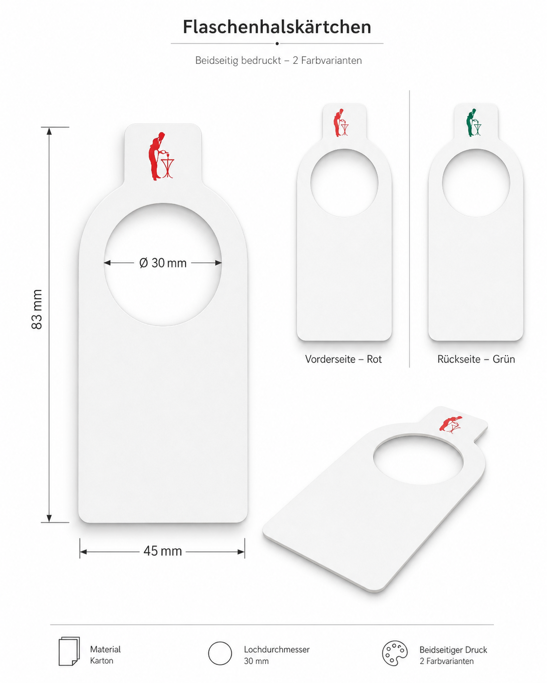 Wine Tags - Flaschenhalskärtchen zur Kennzeichnung von Weinflaschen, 50 St